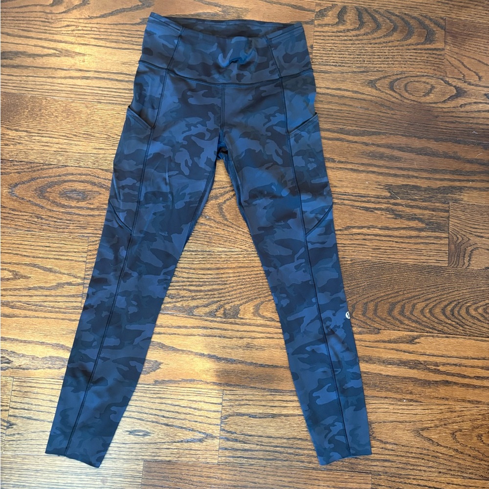 Lululemon Fast and Free Tight II 25” Deep Coal Camo Leggings